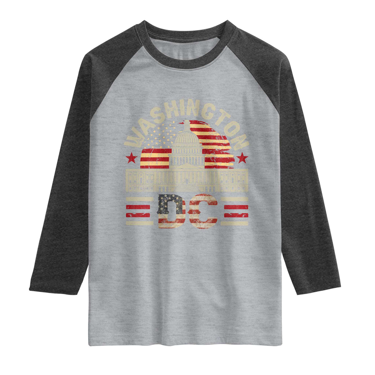 Washington DC Raglan Shirt Retro US Flag Souvenir Gift