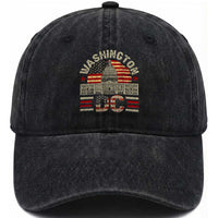 Washington DC Washed Cotton Baseball Cap Retro US Flag Souvenir Gift