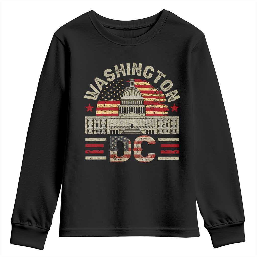 Washington DC Youth Sweatshirt Retro US Flag Souvenir Gift