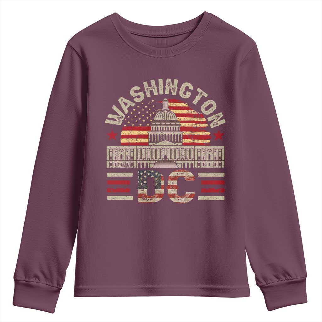 Washington DC Youth Sweatshirt Retro US Flag Souvenir Gift