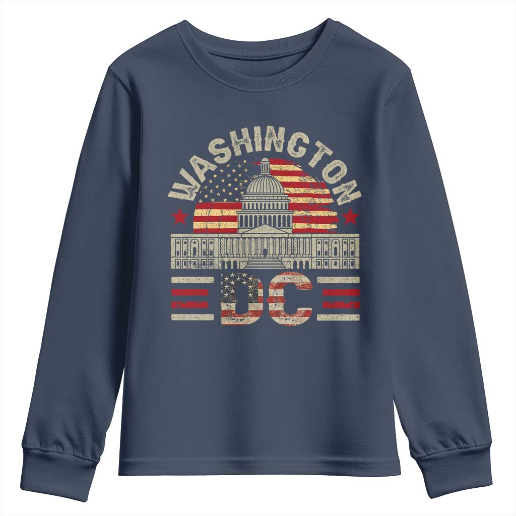 Washington DC Youth Sweatshirt Retro US Flag Souvenir Gift
