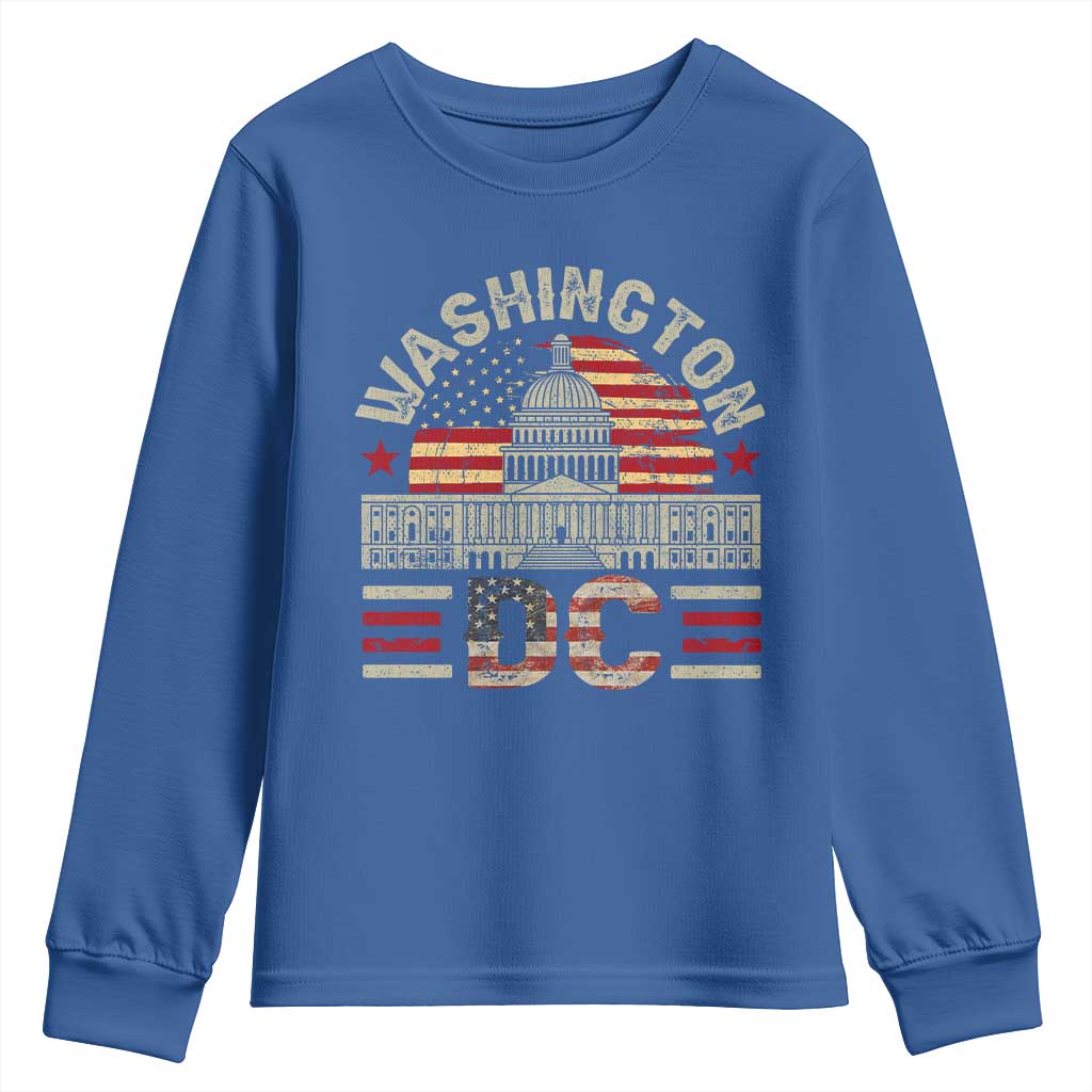 Washington DC Youth Sweatshirt Retro US Flag Souvenir Gift