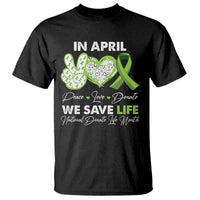 In April We Save Lives Organ Donation Donate Life Month T Shirt Peace Love Donate