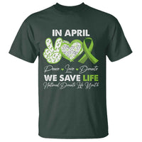 In April We Save Lives Organ Donation Donate Life Month T Shirt Peace Love Donate
