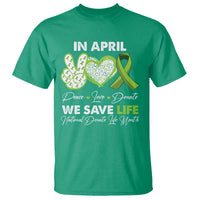 In April We Save Lives Organ Donation Donate Life Month T Shirt Peace Love Donate