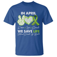 In April We Save Lives Organ Donation Donate Life Month T Shirt Peace Love Donate
