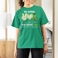 In April We Save Lives Organ Donation Donate Life Month T Shirt For Women Peace Love Donate