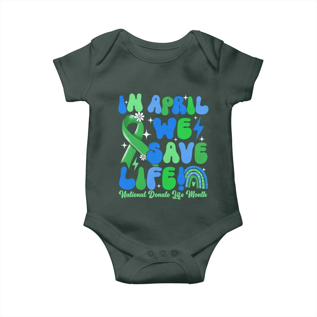 In April We Save Lives Organ Donation Donate Life Month Baby Onesie Green Ribbon