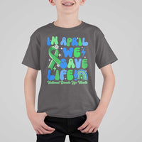 In April We Save Lives Organ Donation Donate Life Month T Shirt For Kid Green Ribbon