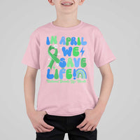 In April We Save Lives Organ Donation Donate Life Month T Shirt For Kid Green Ribbon