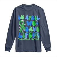 In April We Save Lives Organ Donation Donate Life Month Long Sleeve Shirt Green Ribbon