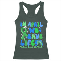 In April We Save Lives Organ Donation Donate Life Month Racerback Tank Top Green Ribbon