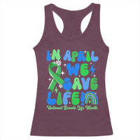 In April We Save Lives Organ Donation Donate Life Month Racerback Tank Top Green Ribbon