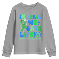 In April We Save Lives Organ Donation Donate Life Month Youth Sweatshirt Green Ribbon