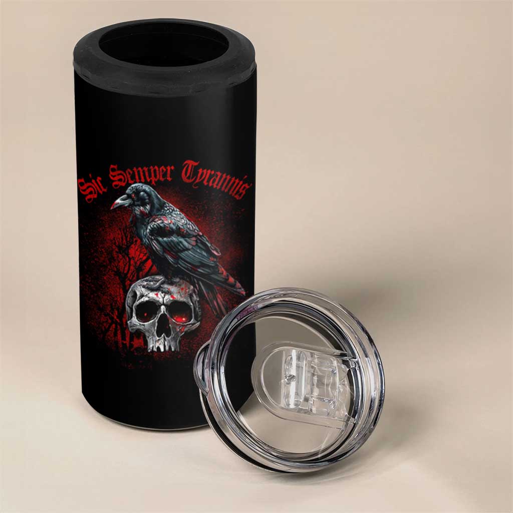 Sic Semper Tyrannis & Raven 4 in 1 Can Cooler Tumbler Protest Feminist Activist