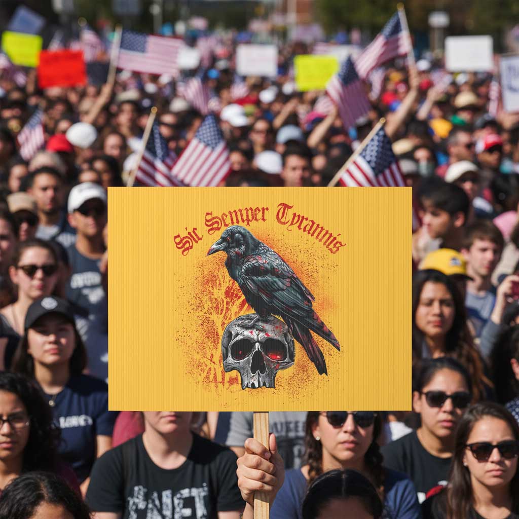Sic Semper Tyrannis & Raven Protest Sign Protest Feminist Activist - Wonder Print Shop