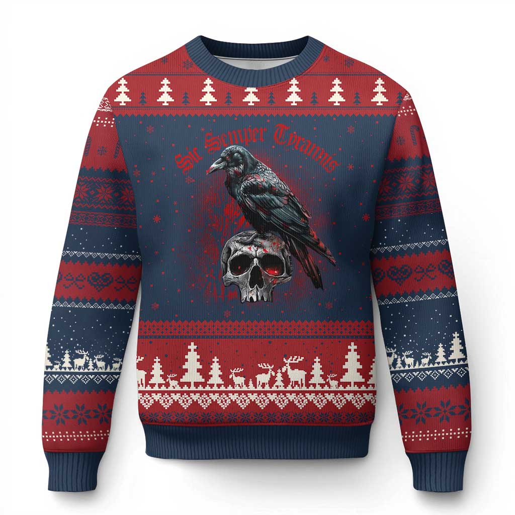 Sic Semper Tyrannis & Raven Ugly Christmas Sweater Protest Feminist Activist - Wonder Print Shop