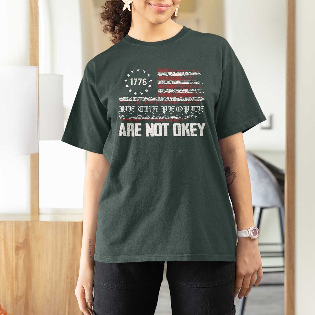 We Are Not Okay T Shirt For Women US Flag We The People