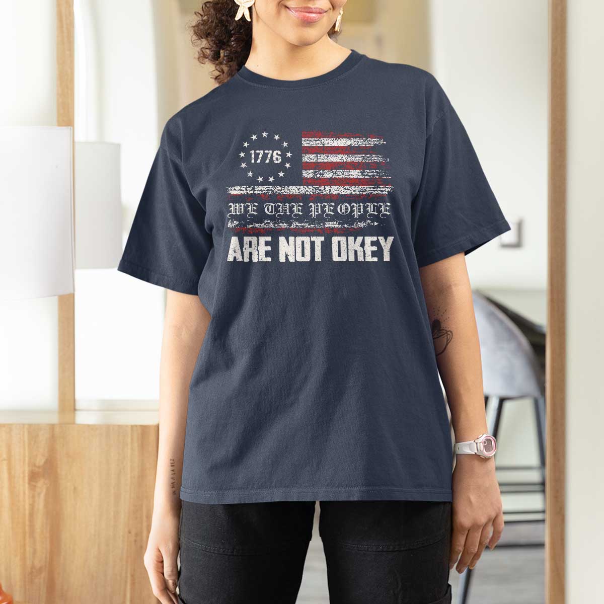 We Are Not Okay T Shirt For Women US Flag We The People