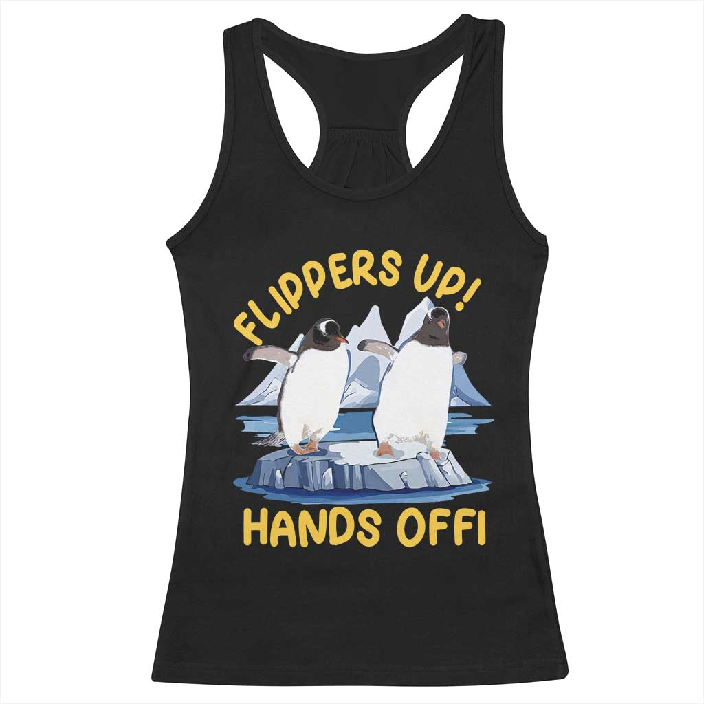 Penguins Resist Racerback Tank Top Flippers Up Hands Off Protest Against Tariffs