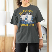 Penguins Resist T Shirt For Women Flippers Up Hands Off Protest Against Tariffs