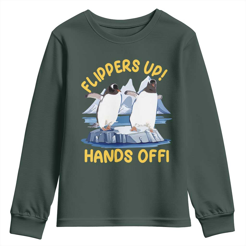 Penguins Resist Youth Sweatshirt Flippers Up Hands Off Protest Against Tariffs