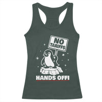 Funny Resist Penguins Racerback Tank Top Tariffs on Penguins? Really