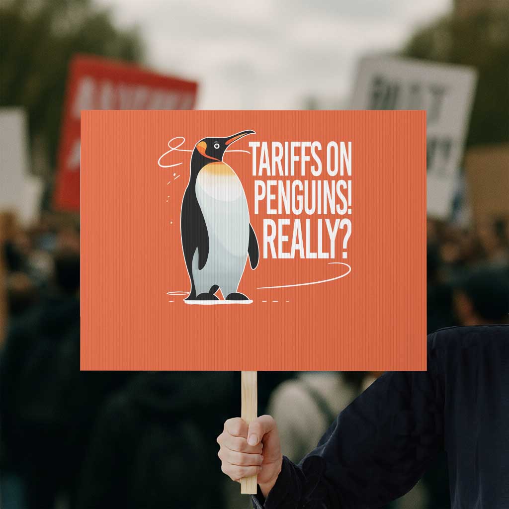 Hands Off Protest Protest Sign Stand With Penguins Resist Against Tariffs - Wonder Print Shop
