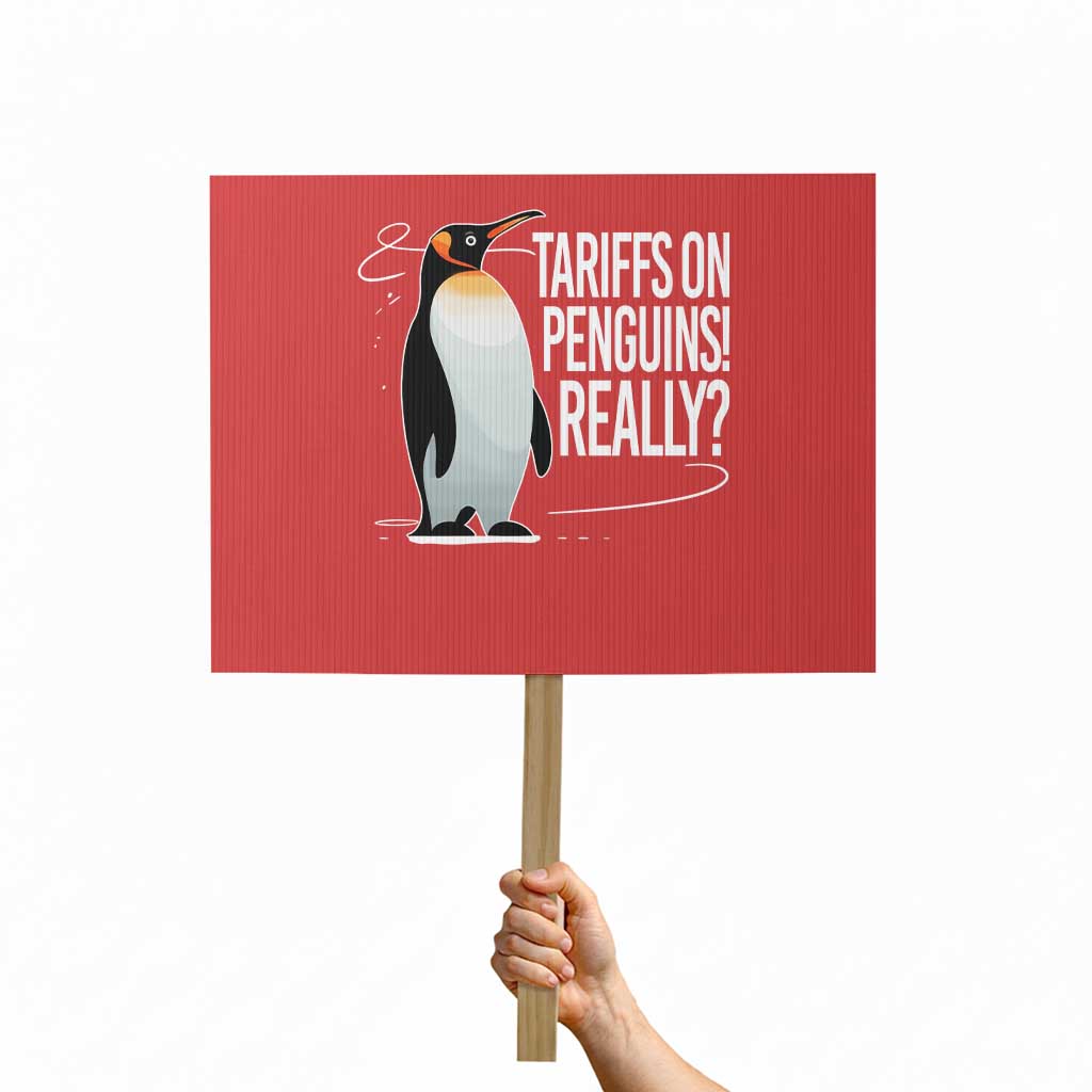 Hands Off Protest Protest Sign Stand With Penguins Resist Against Tariffs - Wonder Print Shop