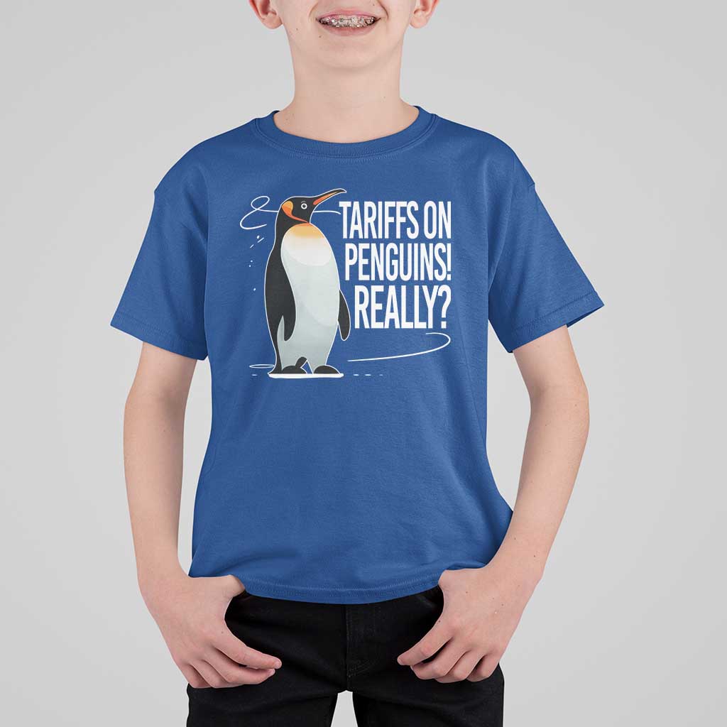 Hands Off Protest T Shirt For Kid Stand With Penguins Resist Against Tariffs