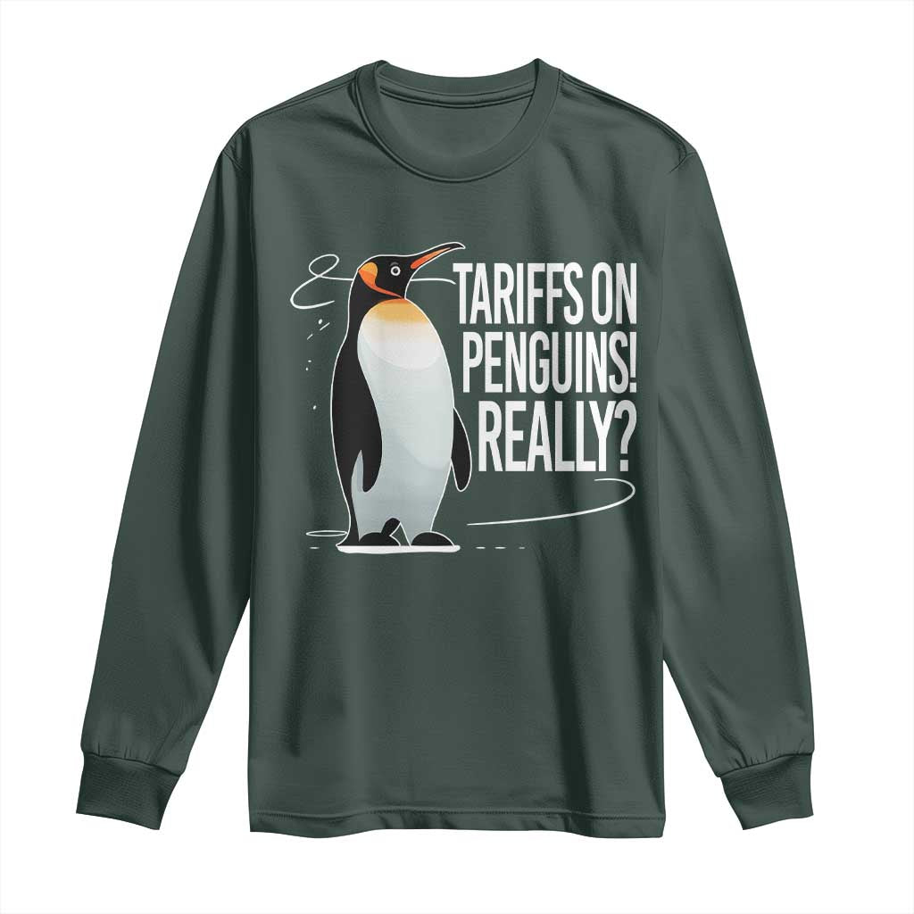 Hands Off Protest Long Sleeve Shirt Stand With Penguins Resist Against Tariffs