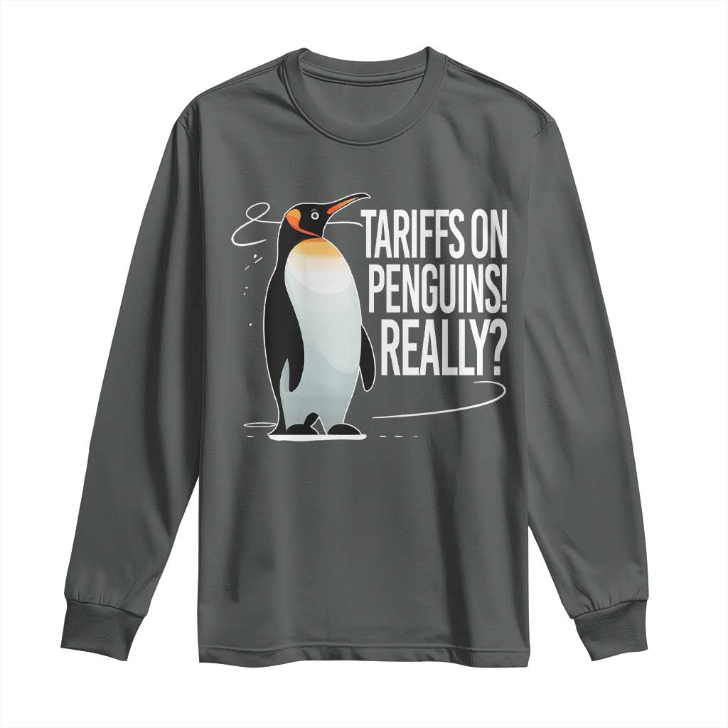 Hands Off Protest Long Sleeve Shirt Stand With Penguins Resist Against Tariffs