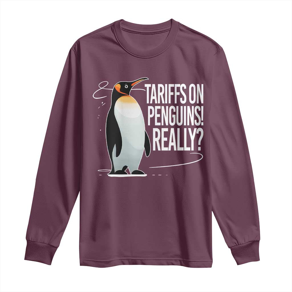 Hands Off Protest Long Sleeve Shirt Stand With Penguins Resist Against Tariffs