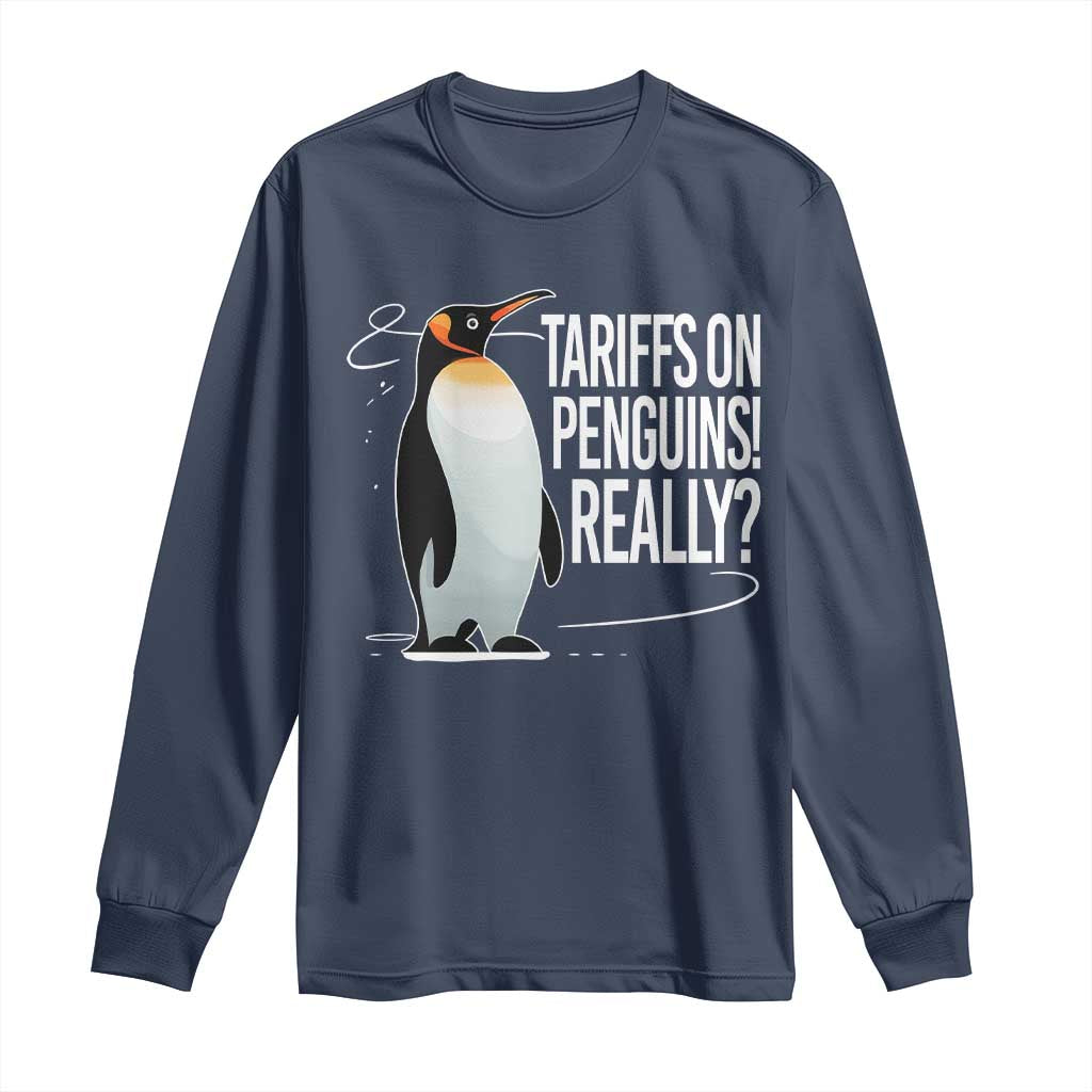 Hands Off Protest Long Sleeve Shirt Stand With Penguins Resist Against Tariffs
