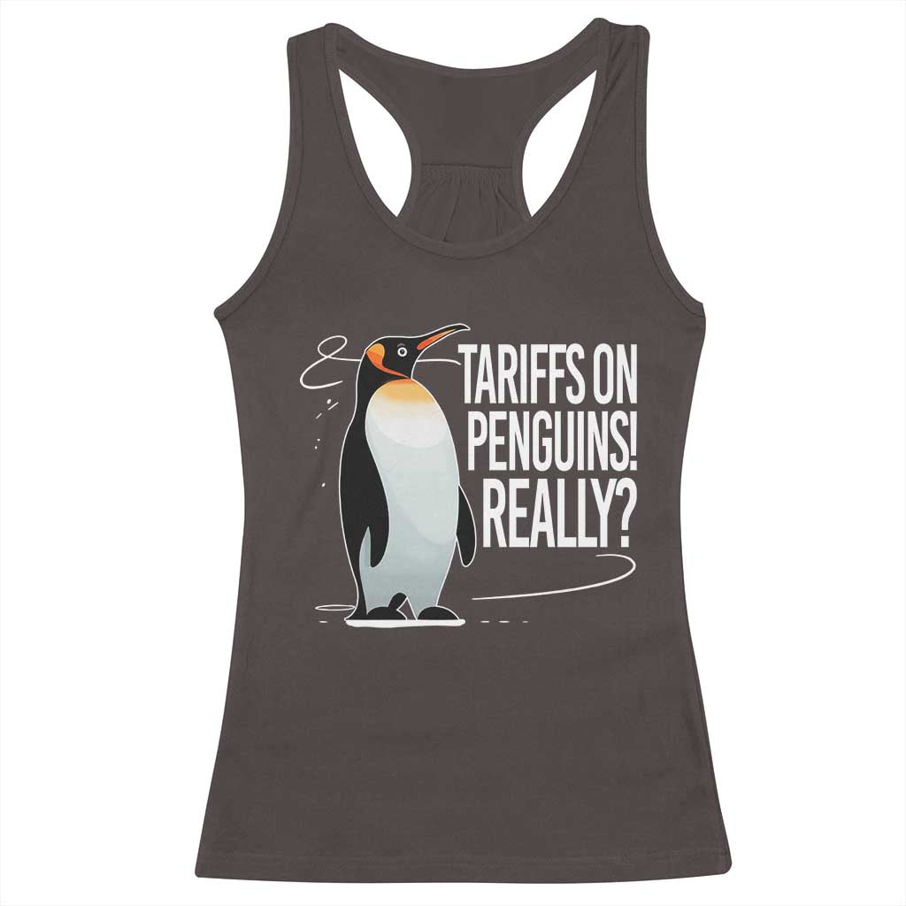 Hands Off Protest Racerback Tank Top Stand With Penguins Resist Against Tariffs