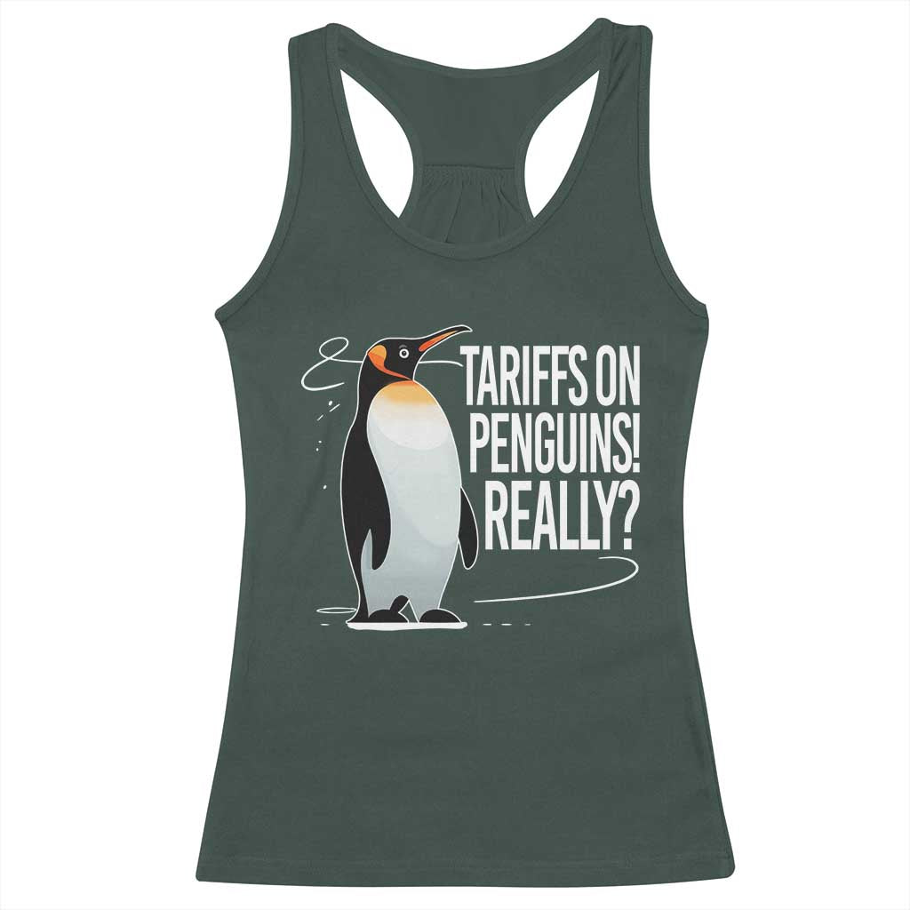 Hands Off Protest Racerback Tank Top Stand With Penguins Resist Against Tariffs