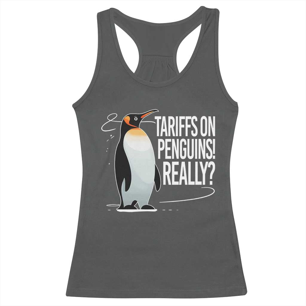 Hands Off Protest Racerback Tank Top Stand With Penguins Resist Against Tariffs