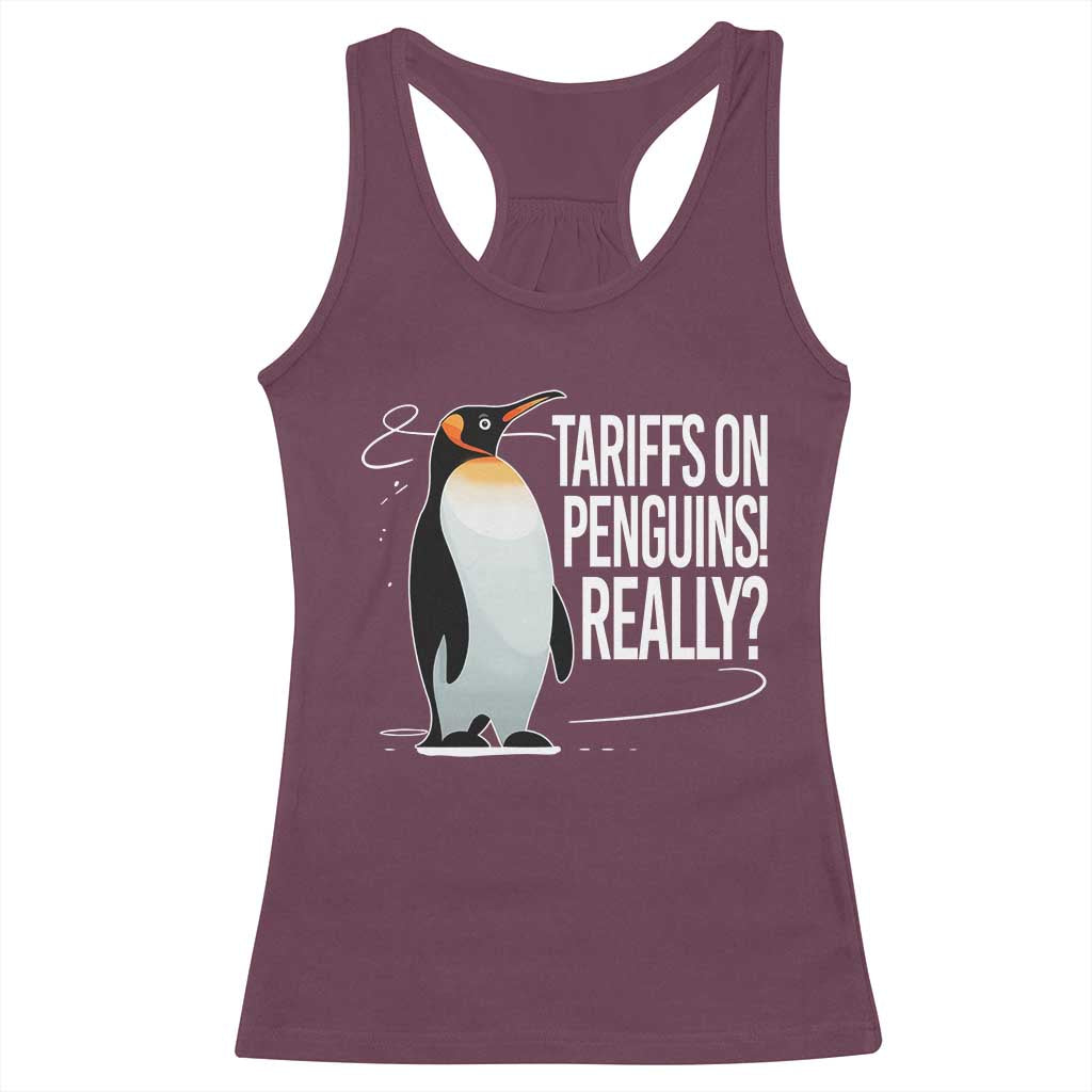 Hands Off Protest Racerback Tank Top Stand With Penguins Resist Against Tariffs