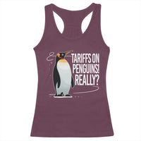 Hands Off Protest Racerback Tank Top Stand With Penguins Resist Against Tariffs