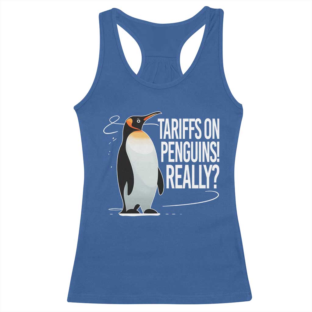 Hands Off Protest Racerback Tank Top Stand With Penguins Resist Against Tariffs