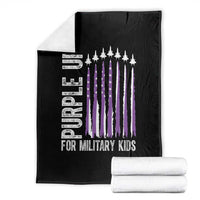 Purple Up For Military Kids Throw Blanket US Flag Military Child Support