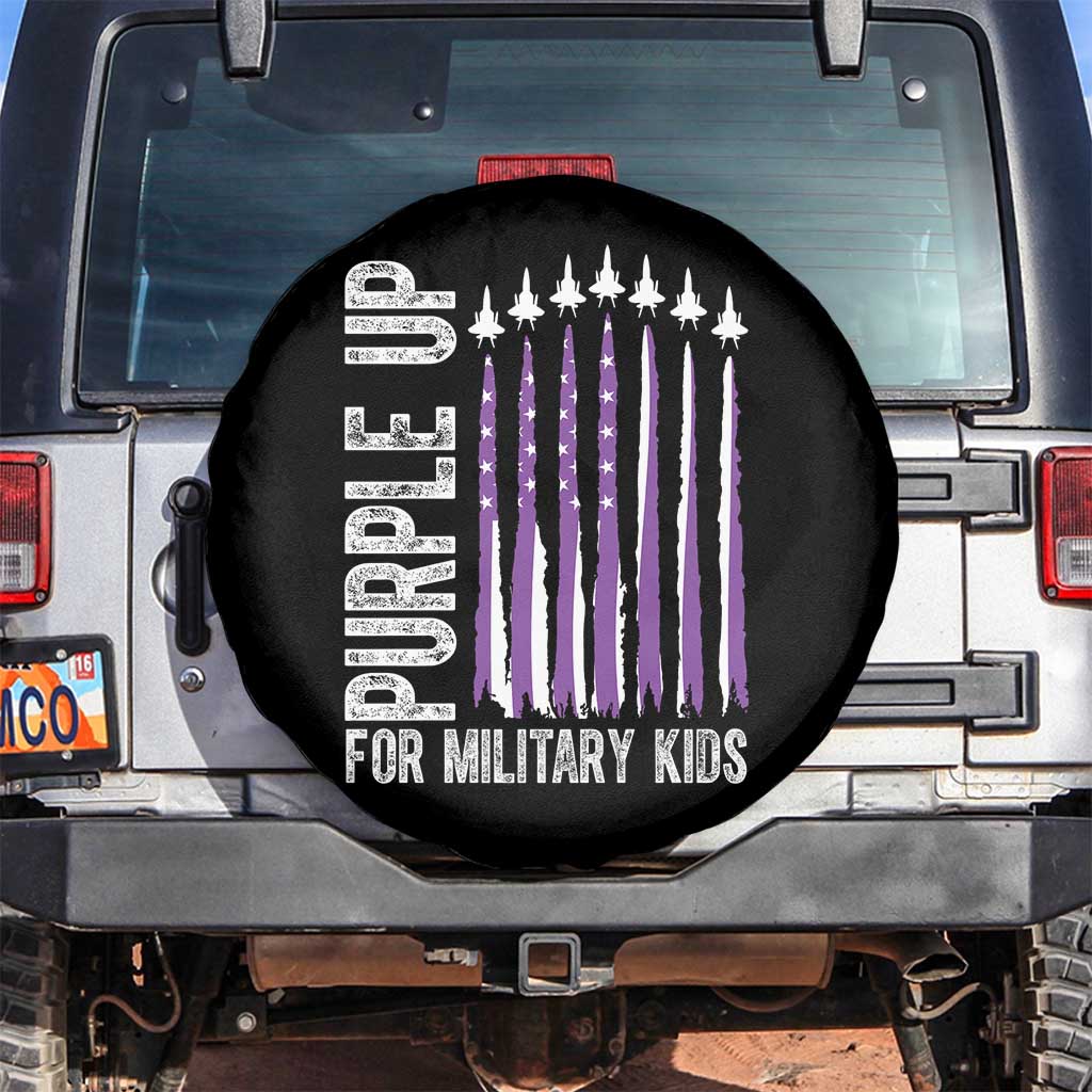 Purple Up For Military Kids Spare Tire Cover US Flag Military Child Support