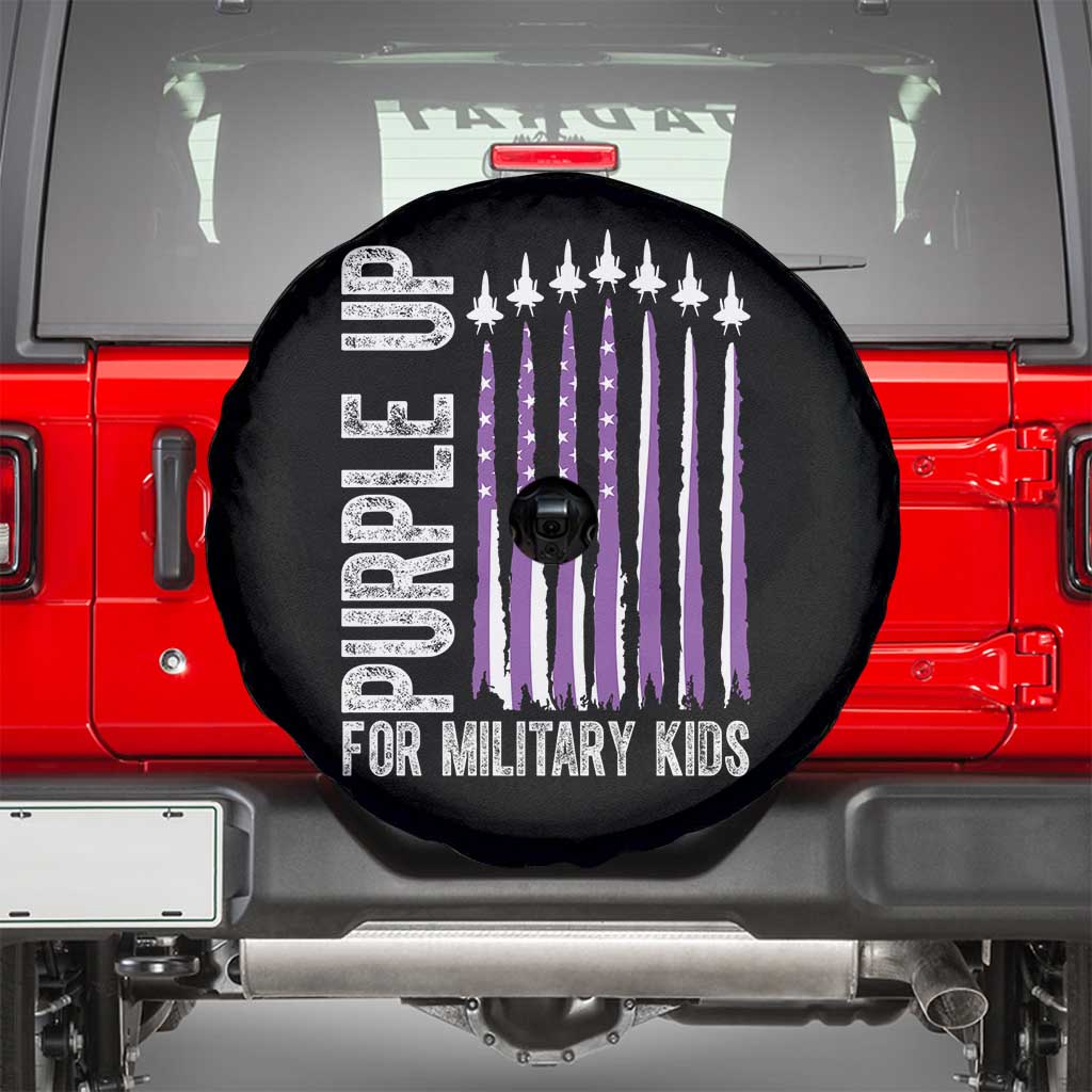 Purple Up For Military Kids Spare Tire Cover US Flag Military Child Support