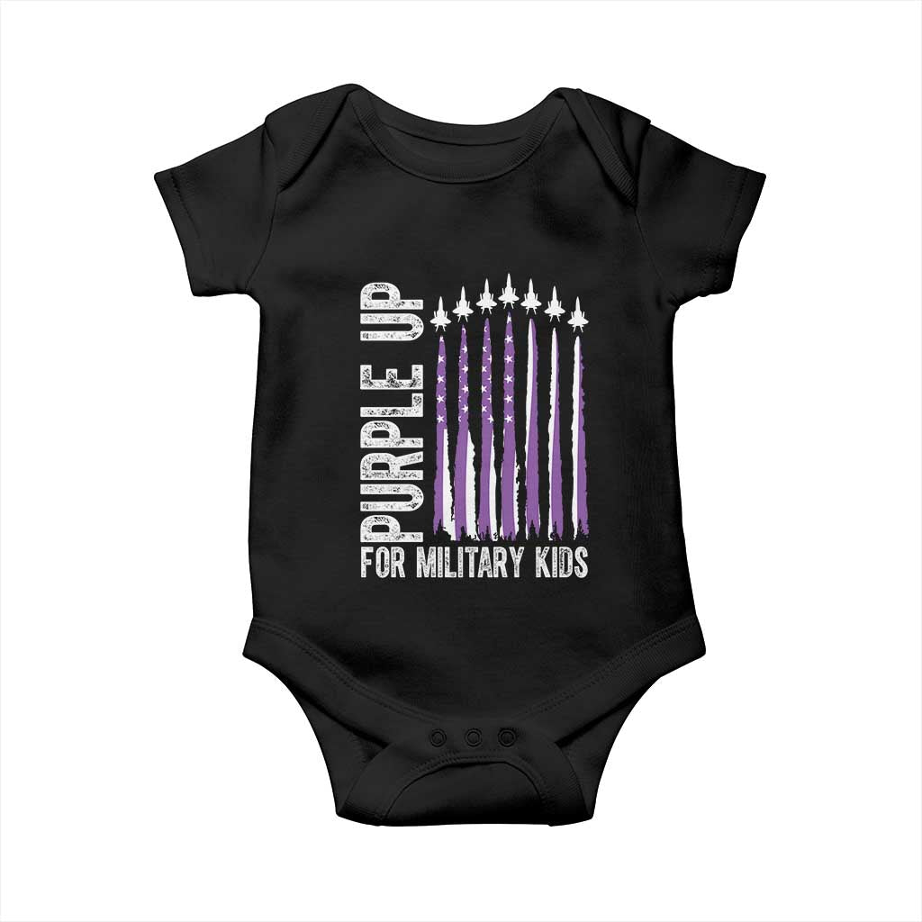 Purple Up For Military Kids Baby Onesie US Flag Military Child Support