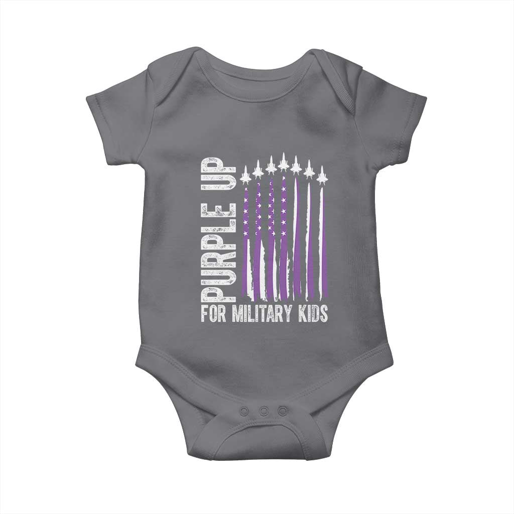 Purple Up For Military Kids Baby Onesie US Flag Military Child Support
