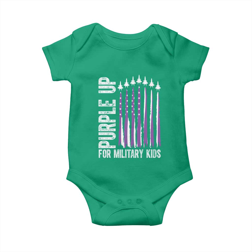 Purple Up For Military Kids Baby Onesie US Flag Military Child Support