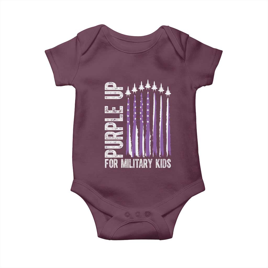 Purple Up For Military Kids Baby Onesie US Flag Military Child Support