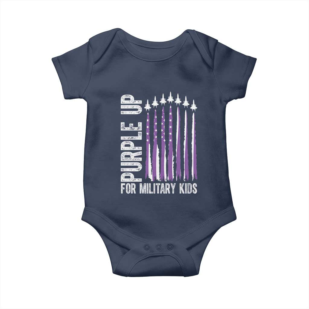Purple Up For Military Kids Baby Onesie US Flag Military Child Support