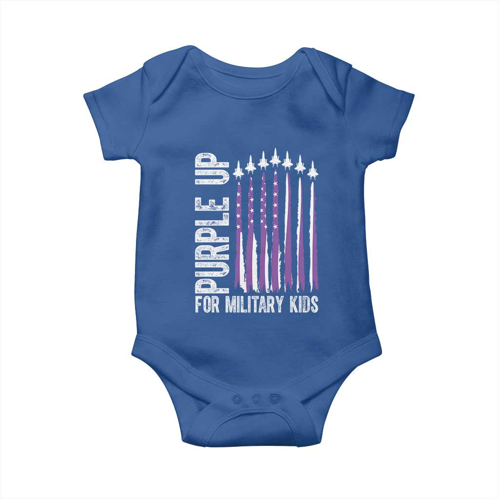 Purple Up For Military Kids Baby Onesie US Flag Military Child Support