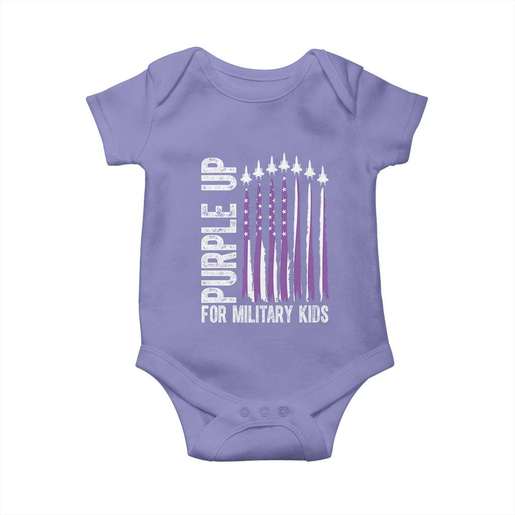 Purple Up For Military Kids Baby Onesie US Flag Military Child Support